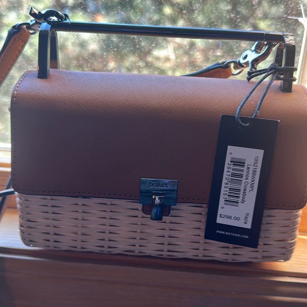 NWT, Botkier leather  & natural colored straw woven Crossbody